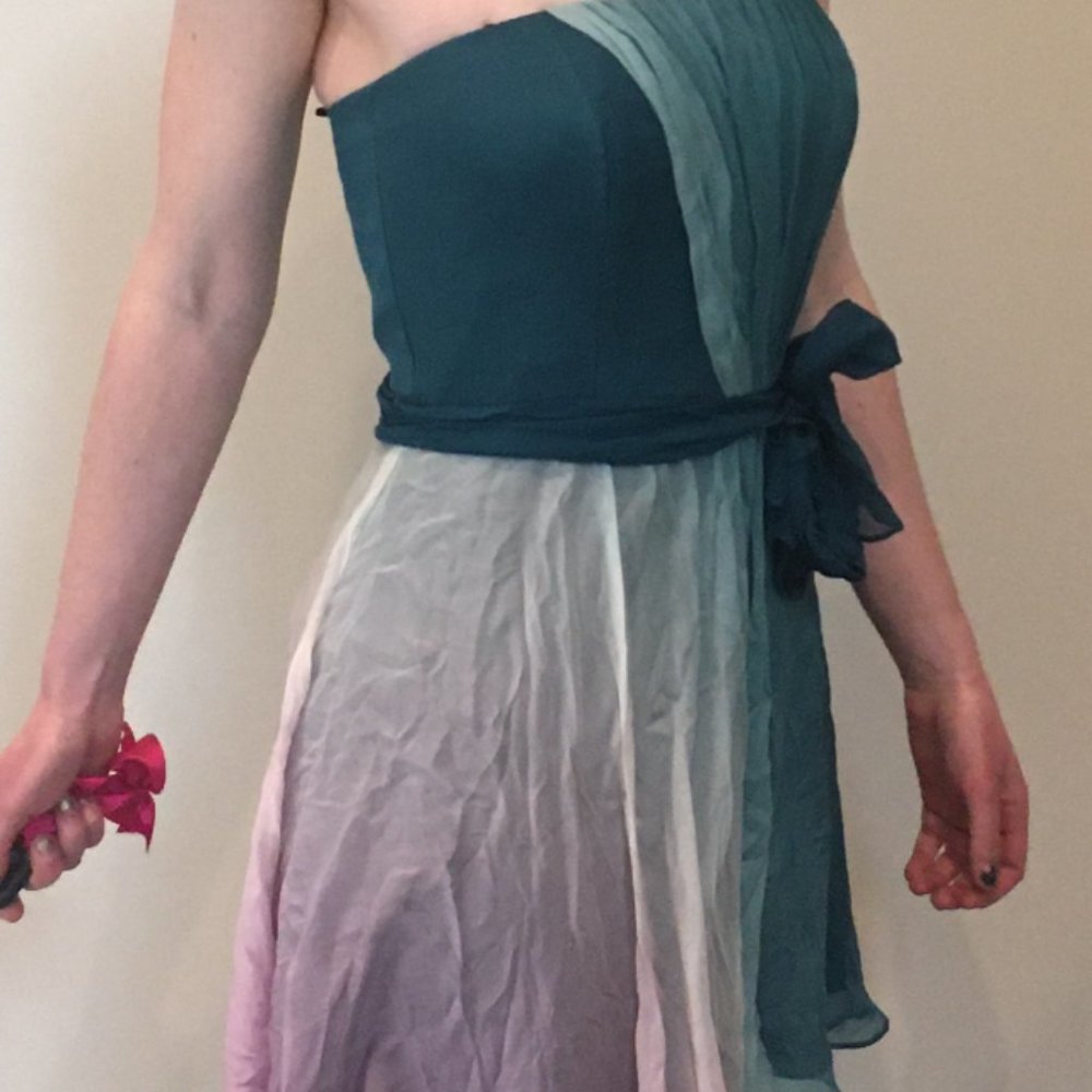 ABS Collection silk mini dress prom or wedding, strapless bodice size 4 - Picture 3 of 7